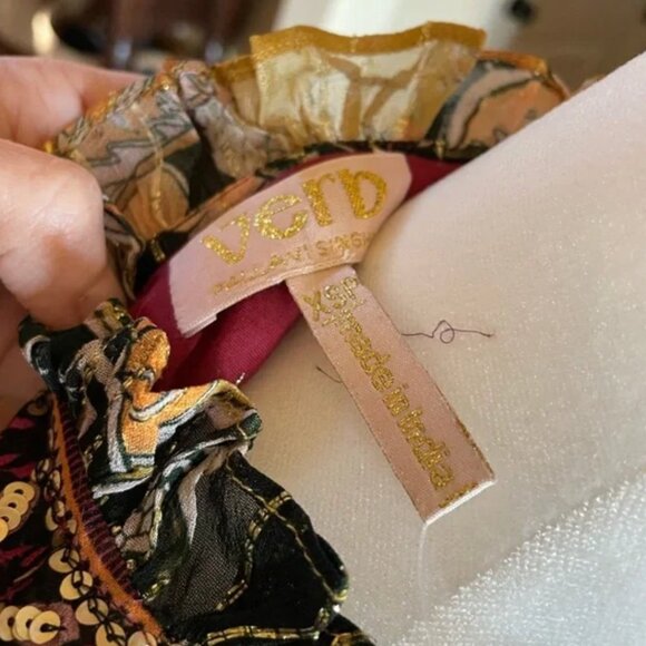 Anthropologie Verb Pallavi Singhee Beaded Shimmer Mini Dress Boho Romance Size S - Picture 14 of 16